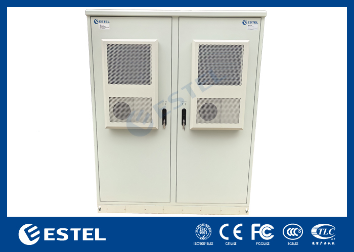 Dual Bay 40U Outdoor Telecom Cabinet for Inverter with Dual 1500W AC IP55 with 5 Battery Trays for Solar Base Station Anti Theft Design