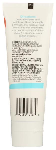Kid's Fluoride Free Toothpaste Strawberry Flavor 4.2 Ounce Custom Brand