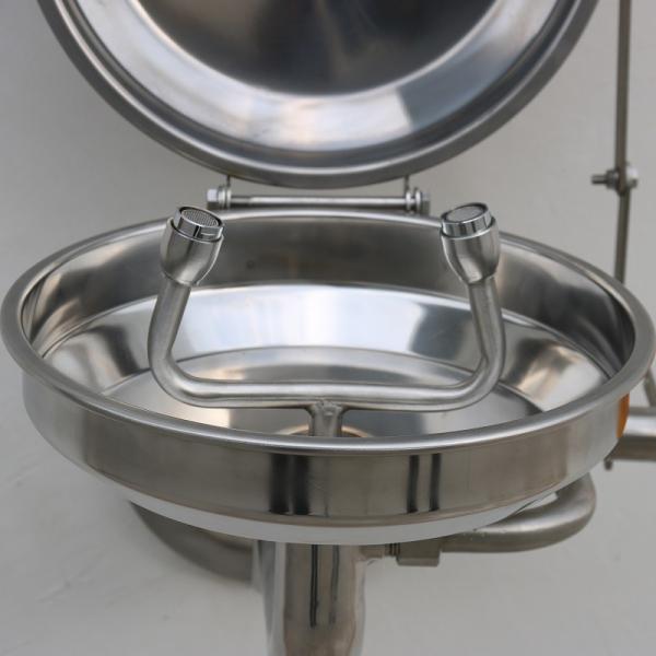 Wall-mounted  type stainless steel cover eye washer, eye wash station, auto open eye wash station with round bracket