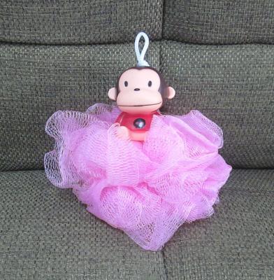 Cartoon Monkey Bath / Shower Body Puff Sponge Mesh Ball shenzhen ICTI factory