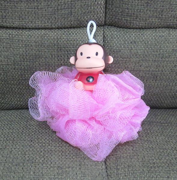 Cartoon Monkey Bath / Shower Body Puff Sponge Mesh Ball shenzhen ICTI factory