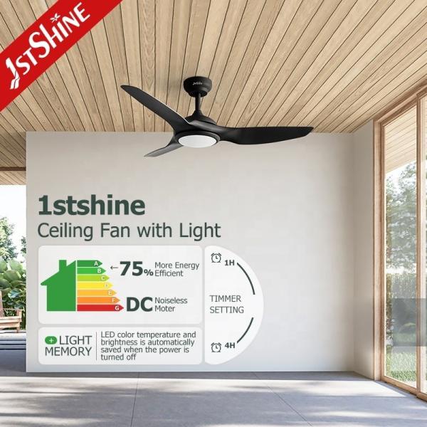 Moderno Design LED Ventilador de teto Smart controle remoto e design elegante com lâminas ABS brancas