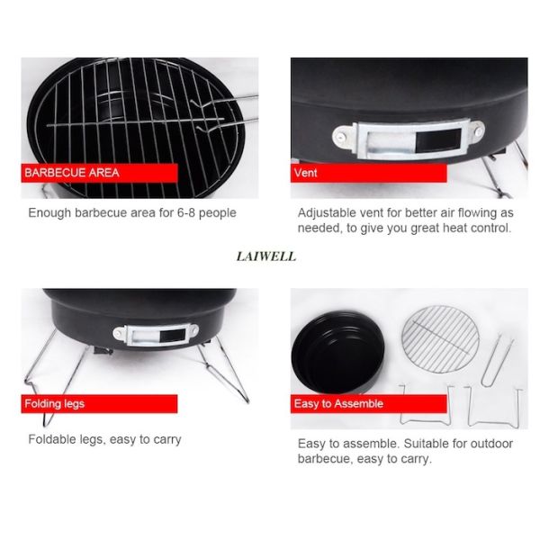 Металл штемпелюя грилей барбекю 25.6*21.5cm печь стальных на открытом воздухе мини портативную