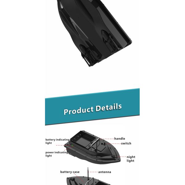 Heavy Carry 500m RC Bait Boat Fishing Two Motors Radio Controlled Fishing Bait Boat