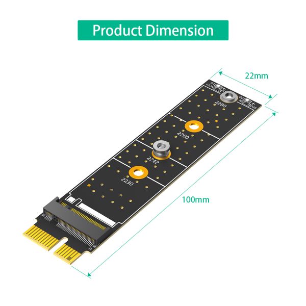 Vertical Installation PCI-E Adapter for High Speed Data Transmission with M.2 SSD Support for 2230/2242/2260/2280 Cards