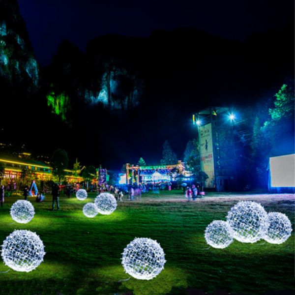 LED Iron Wire Ball Lawn Lamp Decorative Outdoor Lighting Project Garden Landscape Lamp Creative Light