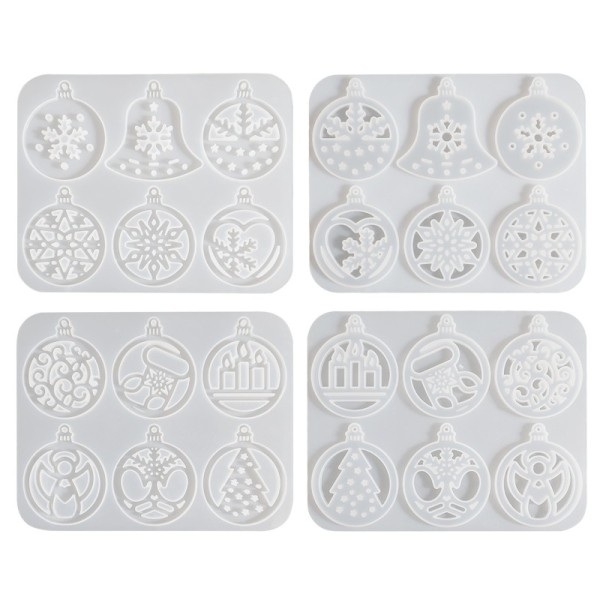 Christmas Full Board Pendant Hanging Dropping Mold DIY Round Snowflake Bell Aromatherapy Gypsum Mold