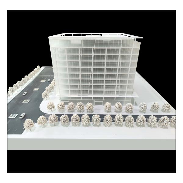 Office Building Models Architectural 1:150 With Glass Facade And Urban Streetscape
