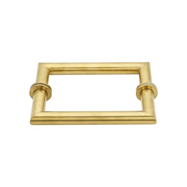 Polish Finish Long Main Entrance Door Handle with 203*203mm Rose Gold Pull Handle