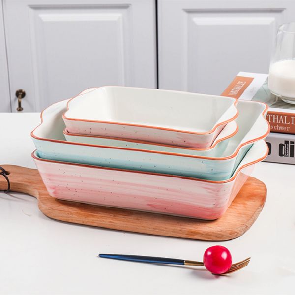 Прямоугольник глубокое керамическое Bakeware устанавливает сейф печи блюда Nonstick для домашней кухни