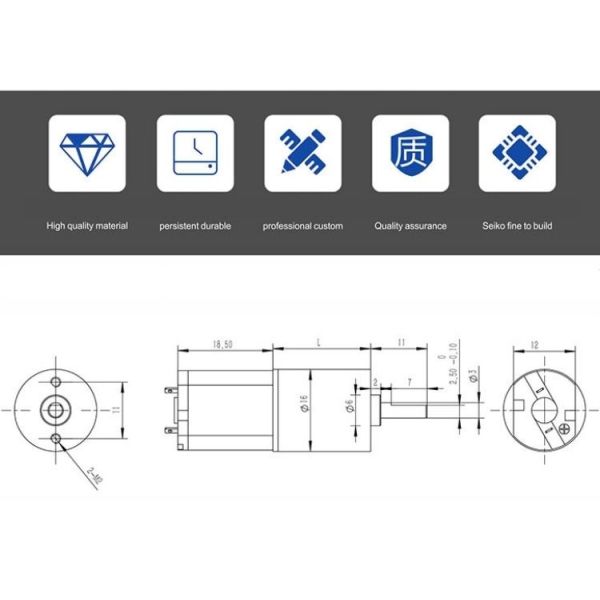 мотор 24V планетарной шестерни 16mm микро-