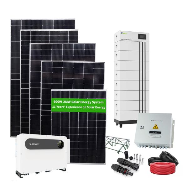 Warehouse Stock Photovoltaic PV System 50kw 60kw 70kw 80kw 90kw 100kw Hybrid Solar System Cost With LiFePO4 Batteries