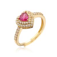 O ouro chapeou o acoplamento de Ring Heart Colorful Crystal Diamond do casamento 18k para mulheres