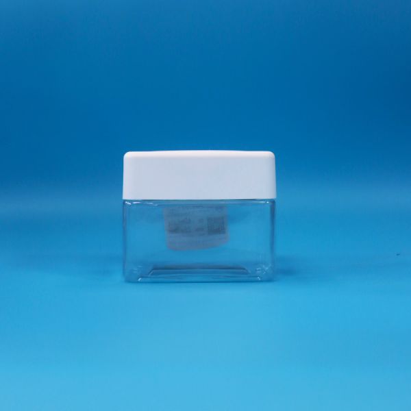 Pequeños bocadillos vacíos Comida transparente Caramelo cuadrado Nueces PET Jarras de plástico tapas de tornillo