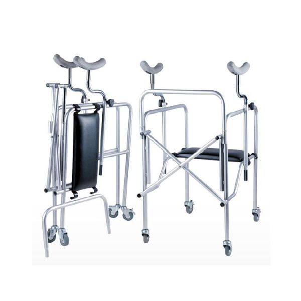 Adult 4-leg Walker Aluminum/Steel Folding Under Arm Walker with 4 wheels