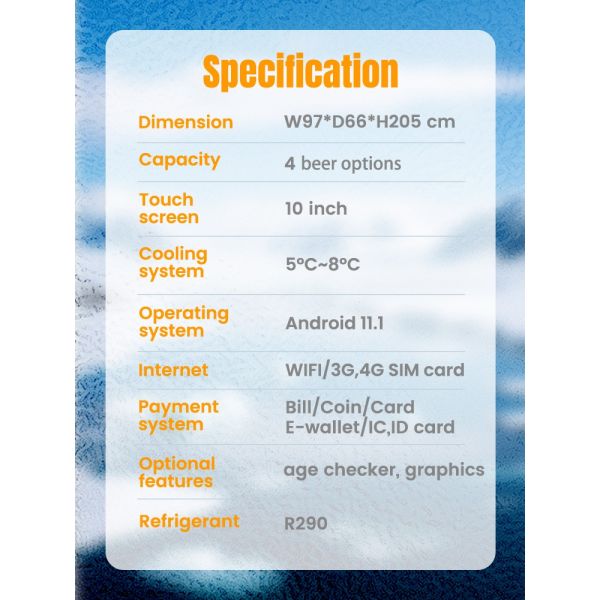 WEIMI Self Service Fresh Beer Vending Machine for Bars, Cafes & Restaurants