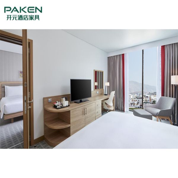 Natural Ash Veneer Full Set Hotel Bedroom Furniture