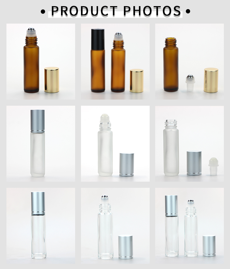 10ml Glass Roller Bottle Amber/ Clear Glass Roll On Bottle Designed with Leak Proof Steel Roller Ball for Essential Oil and Fragrance
