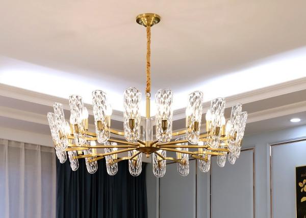 Gold Led Living Room 240V 100*45cm Crystal Hanging Pendant Lights