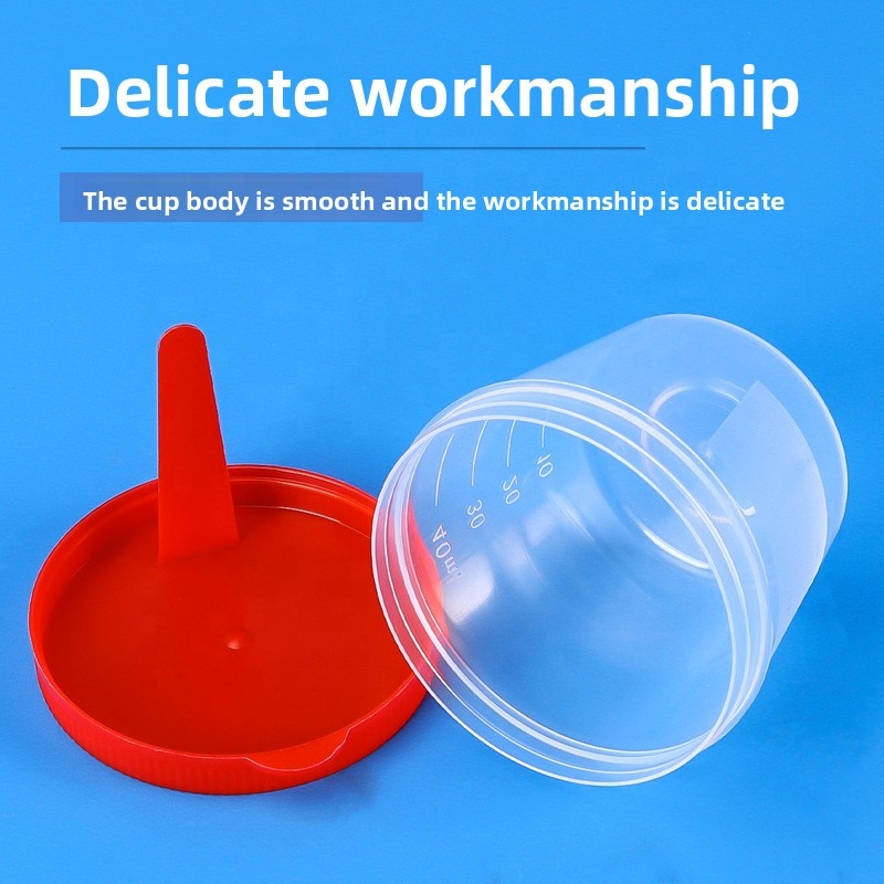 100pcs/bag 40ml Disposable Plastic Urine Collection Cup Lid Manual-Flip-Top Stool Sampling Cup Graduated Marks Sputum Cup