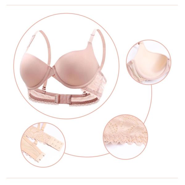 Women's Underwire Push-Up Bra Adjustable Straps Breathable Knitted Everyday Style with Lace Decoration Bra for Women