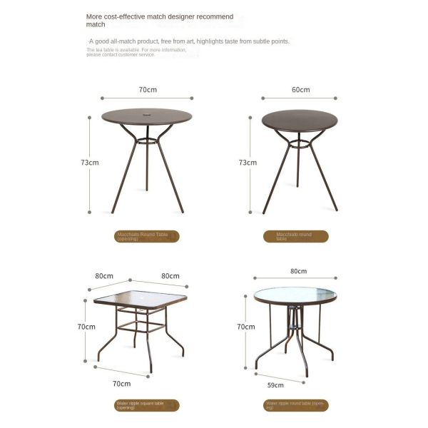 Stainless Steel Outdoor Metal Cafe Table And Chairs Set For Sun Protection