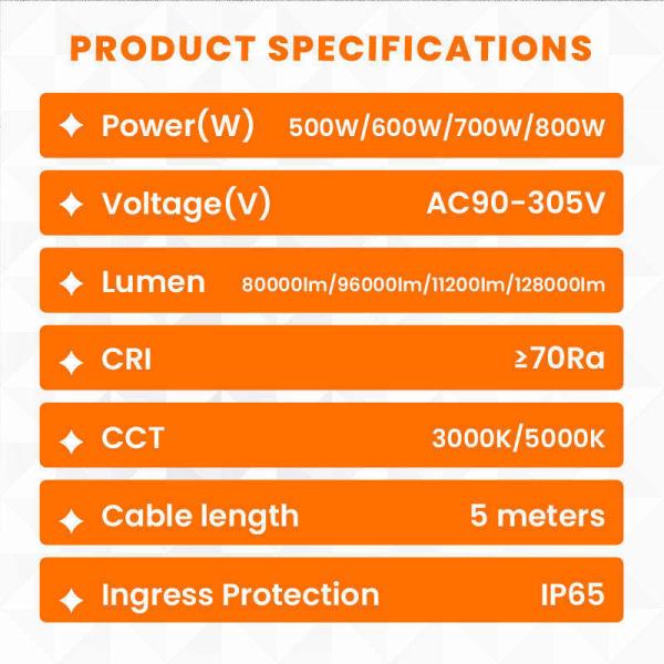 L'éclairage de ballon à LED de 500W IP65 50000Hrs 160lm/W AC90-305V