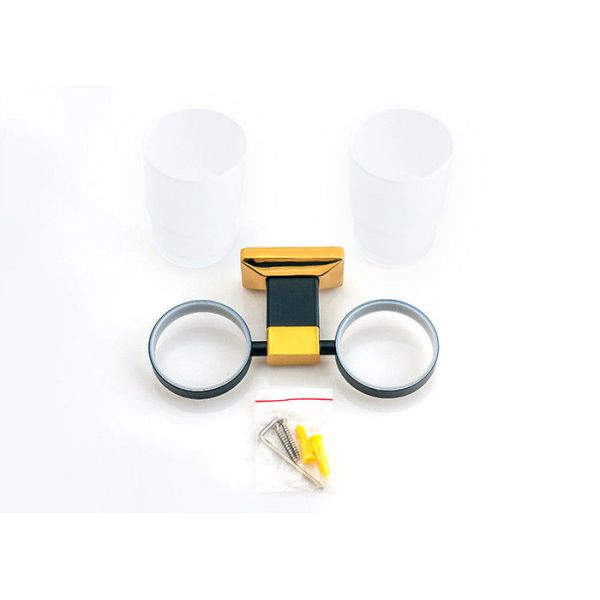 Декоративный аксессуар для ванной комнаты Двойной держатель для тумблера Золотая плита и краска