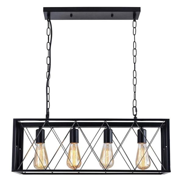 Antique Black Finish  Vintage Pendant Lamps Metal Vintage Drop Lights 4 Lights