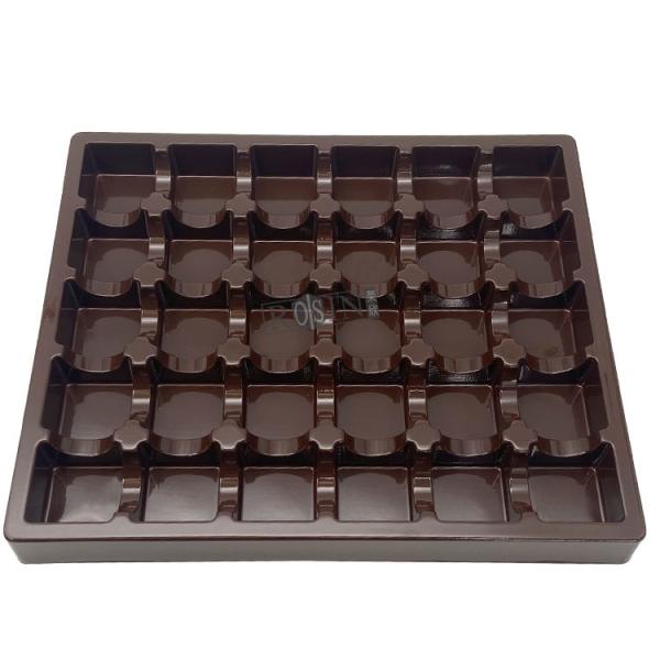 Brown Plastic Chocolate Packaging 30 Cavity Chocolate Blister Tray Disposable
