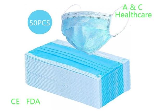 CE Standard 3 Ply Disposable Face Mask Non Woven Melt Blown Fabric