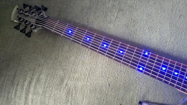 7 Strings Bass Guitar Limited Edition Clear Acrylic Body Rosewood fingerboard inlay Blue LED lamp Electric Bass Guitar