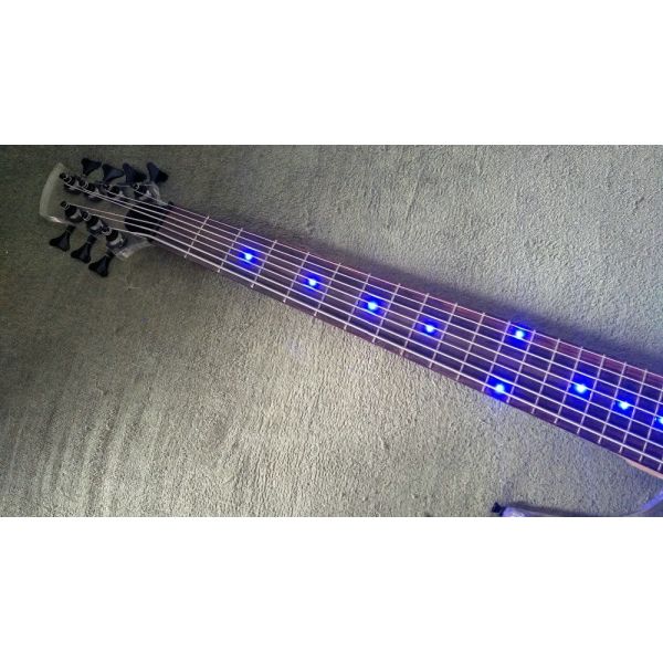 7 Strings Bass Guitar Limited Edition Clear Acrylic Body Rosewood fingerboard inlay Blue LED lamp Electric Bass Guitar