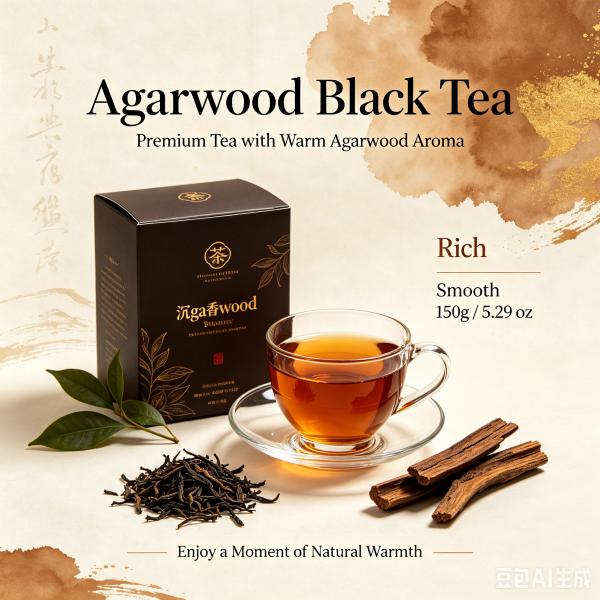 150g Premium Agarwood Black Tea, Organic Oud Infused Fermented Tea, Soothing Sleep Support Herbal Tea
