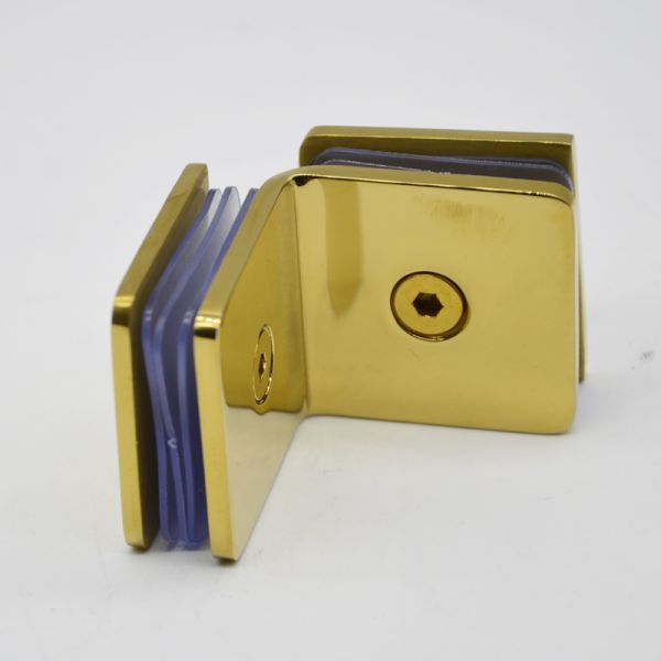 Stainless steel glass to glass 90 degree connector clamps, material SS304, finishing satin or mirror, for 9-12mm glass