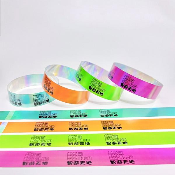 Fábrica por atacado Laser Glitter Pulseiras Bandas Eventos Concertos Festivais Laser Logotipo Pulseira de Papel Luminosa Laser