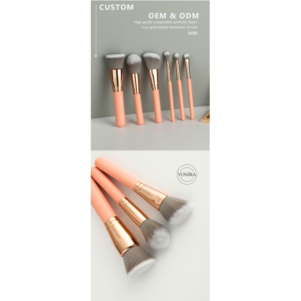 Цвет набора щетки макияжа перемещения моды Vonira мини румяный розовый со случаем молнии