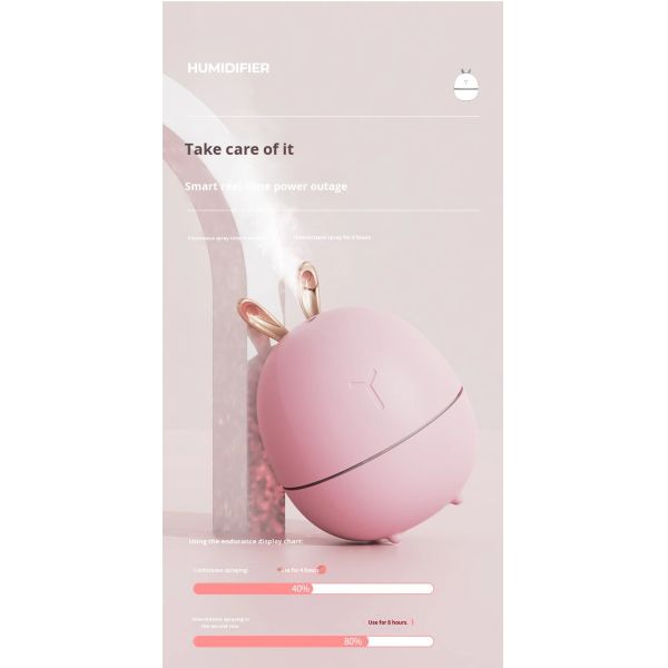 Bunny Shaped Ultrasonic Air Humidifier Household Mute Operation Desktop Humidifier