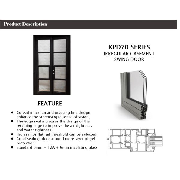 ODM Patio Black Aluminium Frame Glass Door With Grids One Side Fixed Or Swing
