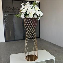 Cerimônia de casamento Flor de estande Decoração Mesa de metal Central de ouro cristal 108CM