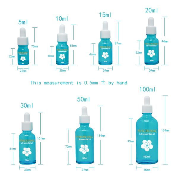 50ml Oil Dropper Glass Bottle Painting Blue Cosmetic Container