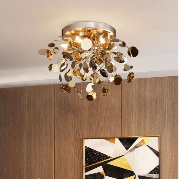 Modern Hotel Project Customized Decorative High Ceiling Luxury Stainless Steel Ceiling Lamp