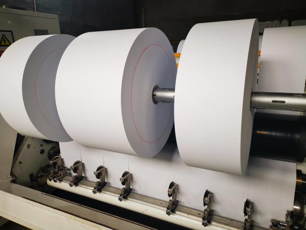 A impressora enorme revestida Pos Thermal Paper do recibo rola 76mmx76mm 1035mm