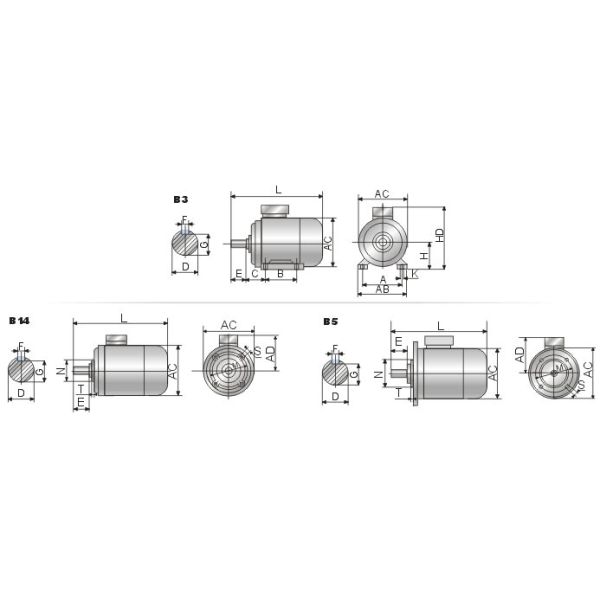 Моторы насоса одиночной фазы YC90L-4 1.5Hp 1.1KW IP44