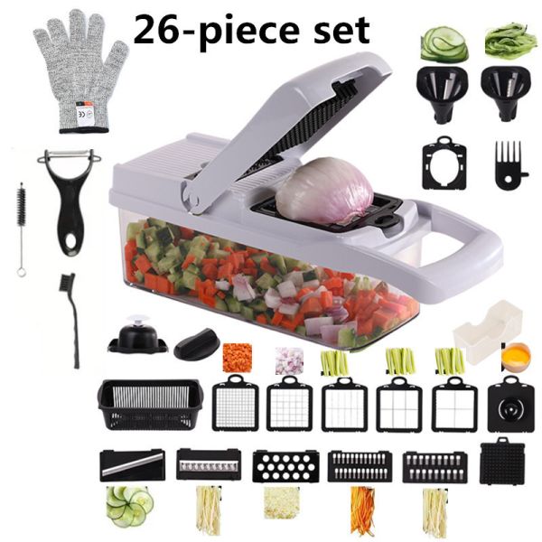 Genius 22-Function Stainless Steel Bamboo Food Chopper Your Versatile Kitchen Tool