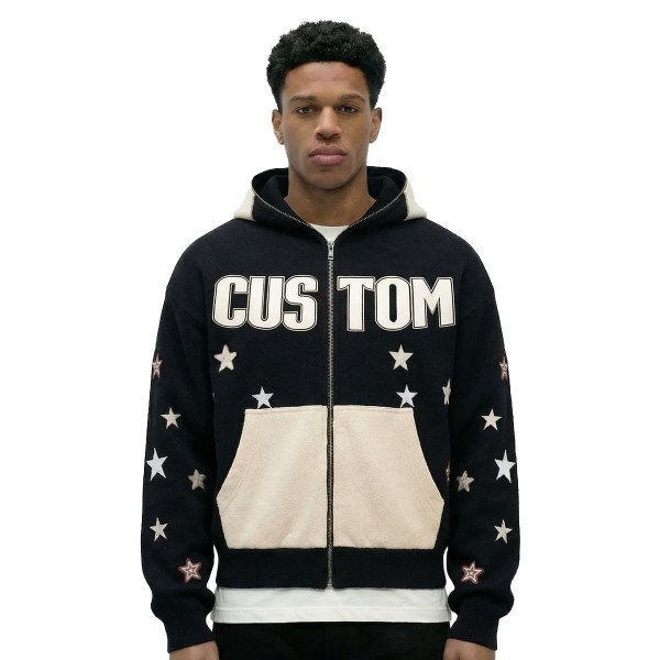 Custom Full Zip up Hoodies Y2K Star Streetwear Oversized OEM