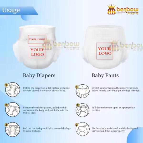 OEM & ODM Traditional Wood-Pulp Baby Diaper Pant Diaper For BENBOW