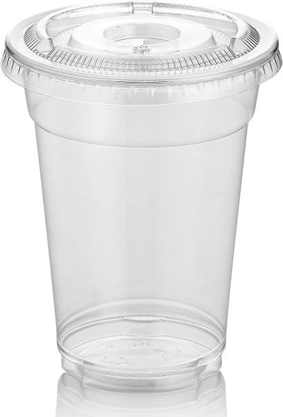 Clear 16 Oz Hard Plastic Cups With Straws Disposable Coffee Cup