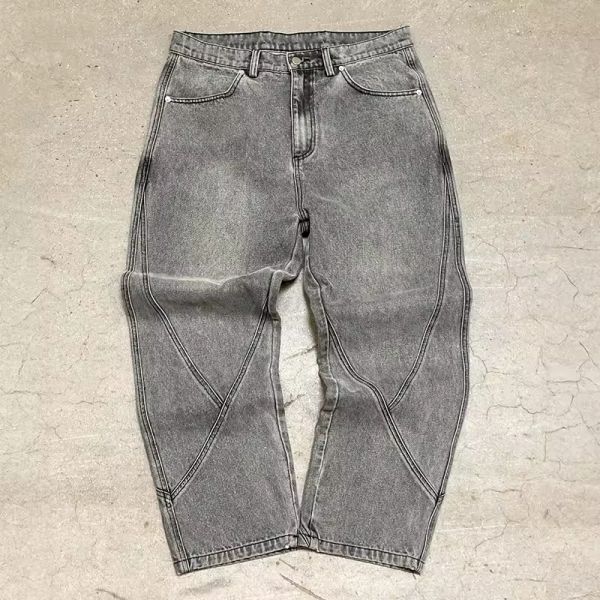 Custom High Quality Loose Men's Denim Pants Manufacturer Vintage Distressed Oversized Wash Jeans Streetwear Baggy Denim Jeans