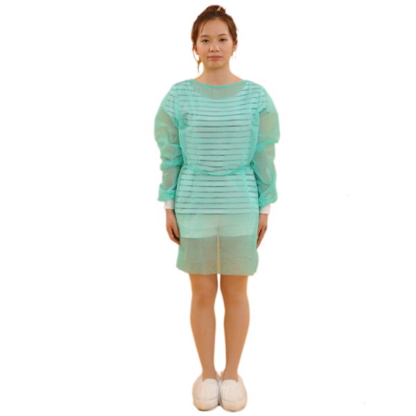 disposable nonwoven medical surgical lab coat collar and cuffs(knitting)